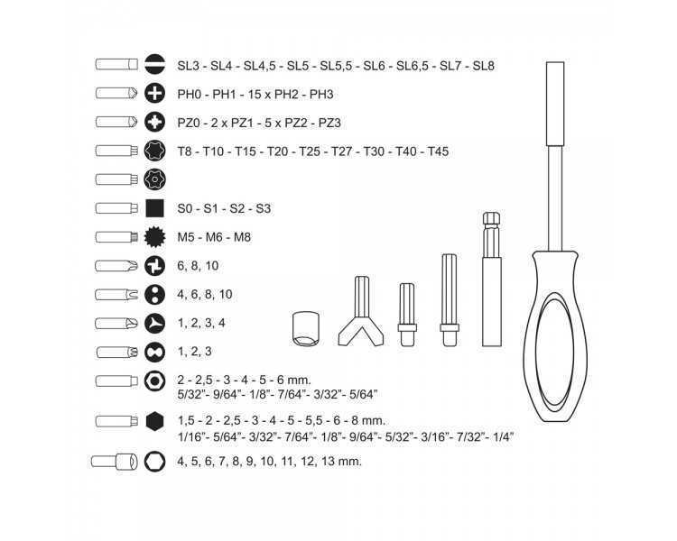 Juego Puntas con Destornillador 1/4" 122 Pzs. Con Apadtador. Cromo Vanadio, Kit Llave Combinada, Kit Carraca,