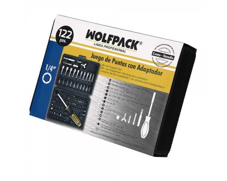 Juego Puntas con Destornillador 1/4" 122 Pzs. Con Apadtador. Cromo Vanadio, Kit Llave Combinada, Kit Carraca,