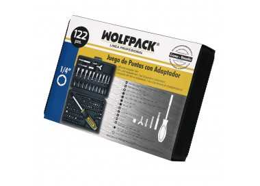 Juego Puntas con Destornillador 1/4" 122 Pzs. Con Apadtador. Cromo Vanadio, Kit Llave Combinada, Kit Carraca,
