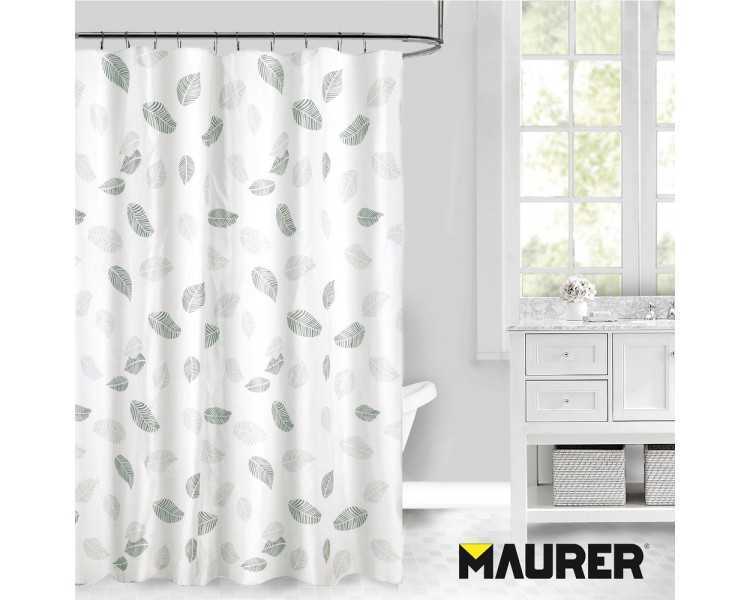 Cortina Ducha Tela Hojas 180 x 200 cm. Cortina baño, Cortina Tela Impermeable Con Anillas