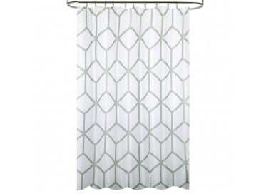 Cortina Ducha Tela Geometria 180 x 200 cm. Cortina baño, Cortina Tela Impermeable Con Anillas