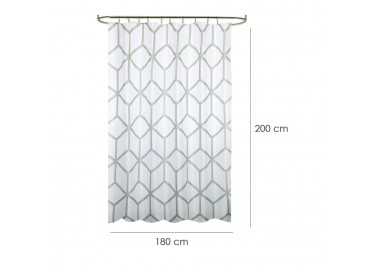 Cortina Ducha Tela Geometria 180 x 200 cm. Cortina baño, Cortina Tela Impermeable Con Anillas