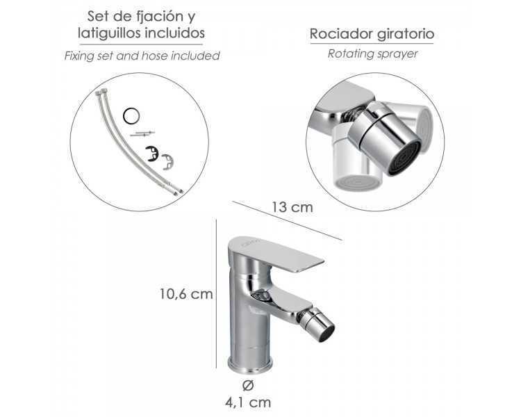 Monomando Bide "Hamburgo" Grifo Baño, Grifo Encimera, Grifo Cocina, Grifo Mezclador. Cartucho Ceramico Ø 35 mm.