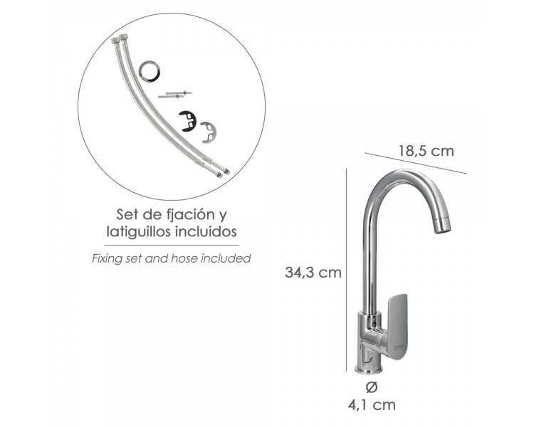 Monomando Fregadero Cocina "Hamburgo" Grifo Baño, Grifo Encimera, Grifo Cocina, Grifo Mezclador. Cartucho Ceramico Ø 35 mm.