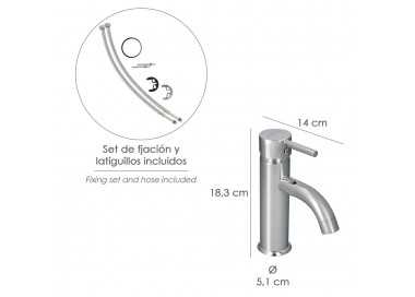 Monomando Lavabo "Dresde" Grifo Baño, Grifo Encimera, Grifo Cocina, Grifo Mezclador. Cartucho Ceramico Ø 35 mm.