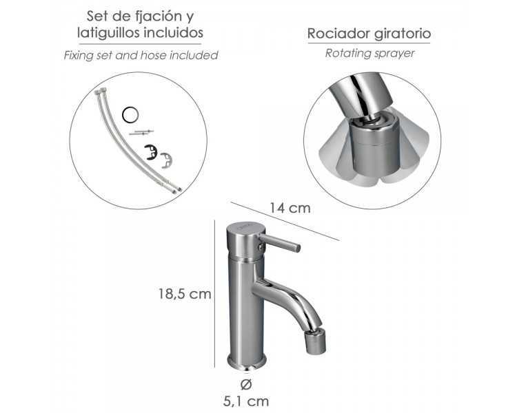 Monomando Bide "Dresde" Grifo Baño, Grifo Encimera, Grifo Cocina, Grifo Mezclador. Cartucho Ceramico Ø 35 mm.