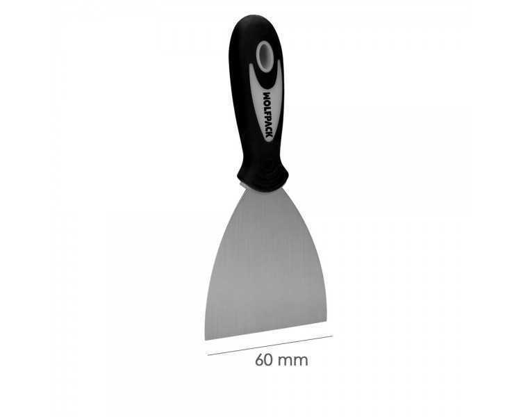Espatula Acero Inoxidable Ancho 60 mm. Con Mango de Goma Ergonomico, Espatula Pintor, Espatula Masilla, Paletina, Paleta Rascar