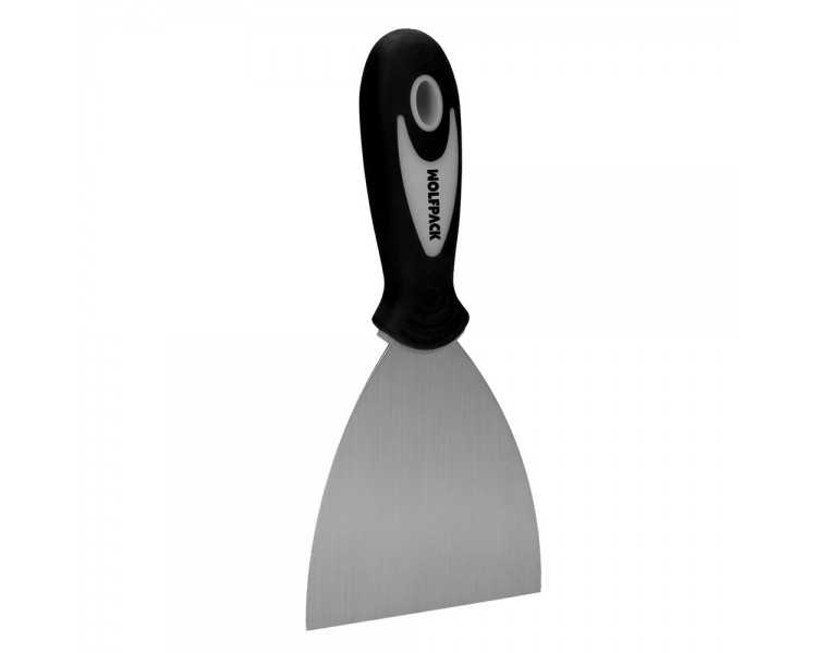 Espatula Acero Inoxidable Ancho 80 mm. Con Mango de Goma Ergonomico, Espatula Pintor, Espatula Masilla, Paletina, Paleta Rascar