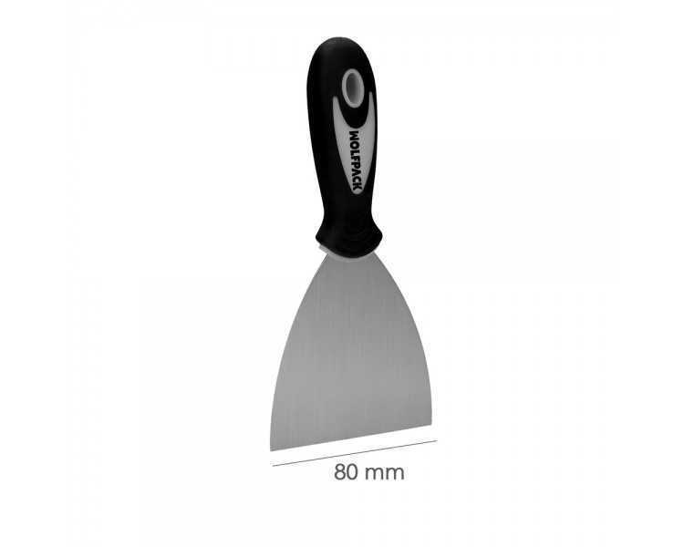 Espatula Acero Inoxidable Ancho 80 mm. Con Mango de Goma Ergonomico, Espatula Pintor, Espatula Masilla, Paletina, Paleta Rascar