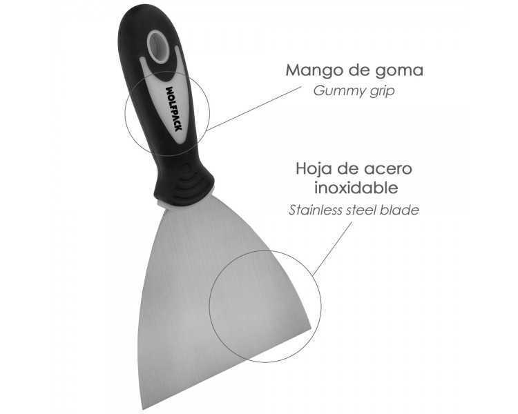 Espatula Acero Inoxidable Ancho 80 mm. Con Mango de Goma Ergonomico, Espatula Pintor, Espatula Masilla, Paletina, Paleta Rascar