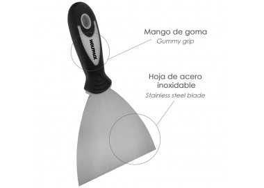 Espatula Acero Inoxidable Ancho 80 mm. Con Mango de Goma Ergonomico, Espatula Pintor, Espatula Masilla, Paletina, Paleta Rascar