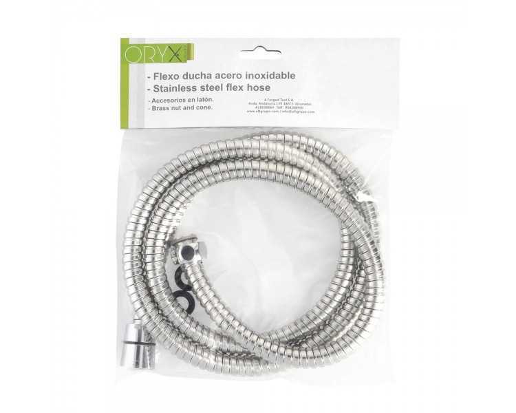 Flexo / Manguera Ducha Acero Inoxidable 1,50 Metros Accesorios de Latón. Flexible, Resistente a Torceduras, Conexión Estandar