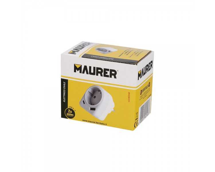 Enchufe / Adaptador Schuko Con 2 Tomas, USB A / C. Potencia Maxima 3680 W. Cargador Moviles, Cargador 2 Tomas, Adaptador Moviles