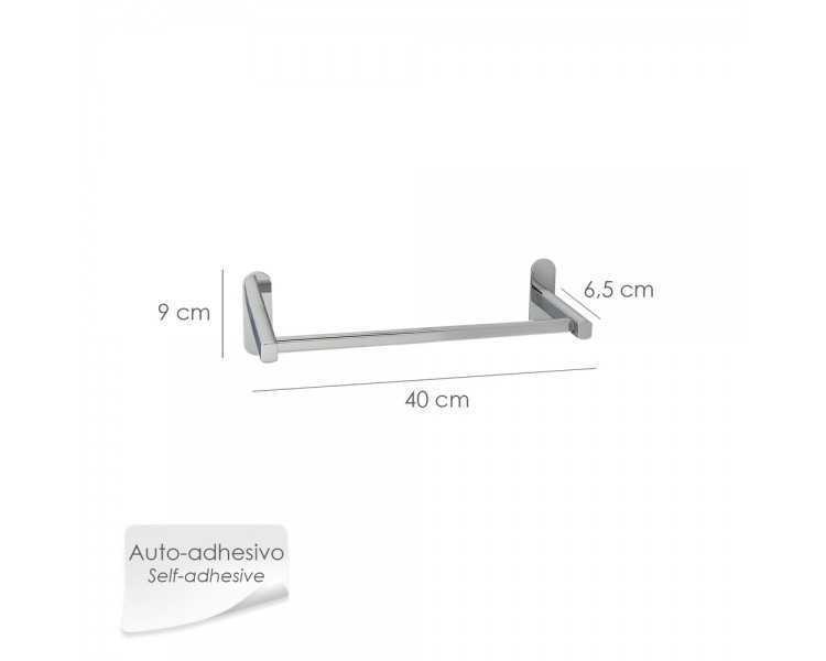 Toallero Barra 40 cm. Color Inox Con Efecto Espejo, Autoadhesivo Resistente, Porta Toallas, Toallero Adhesivo Pared/Mueble