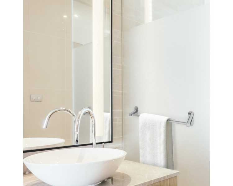 Toallero Barra 40 cm. Color Inox Con Efecto Espejo, Autoadhesivo Resistente, Porta Toallas, Toallero Adhesivo Pared/Mueble