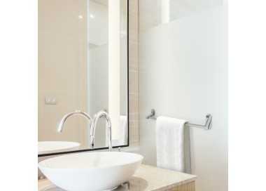 Toallero Barra 40 cm. Color Inox Con Efecto Espejo, Autoadhesivo Resistente, Porta Toallas, Toallero Adhesivo Pared/Mueble