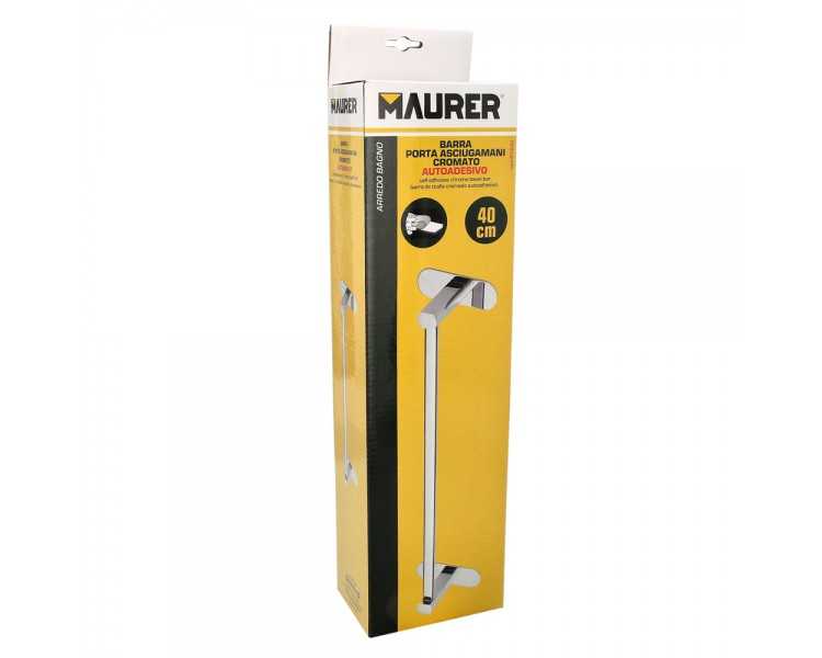 Toallero Barra 40 cm. Color Inox Con Efecto Espejo, Autoadhesivo Resistente, Porta Toallas, Toallero Adhesivo Pared/Mueble