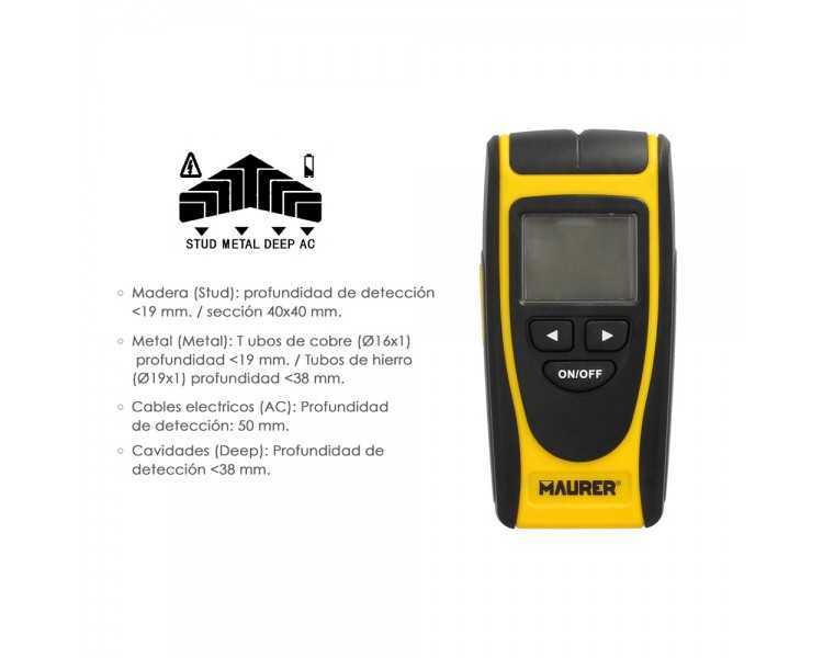 Detector de Materiales en Paredes. Multifuncional Encuentre Metales, Madera, Cables, Tuberias. Pantalla LCD.