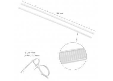 Brida Nylon 100%. Color Blanco / Natural 9,0 x 780 mm. 100 Piezas. Abrazadera Plastico, Organizador Cables, Alta Resistencia