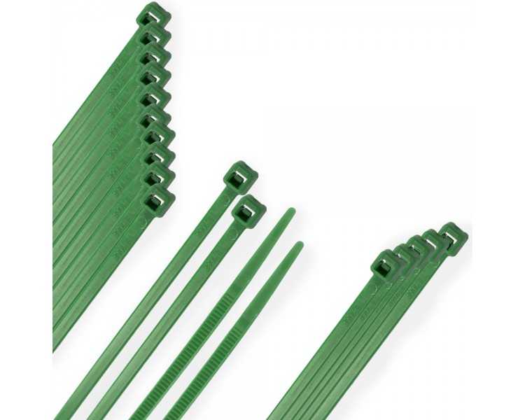 Brida Nylon 100%. Color Verde 2,5 x 100 mm. Bolsa 100 Unidades. Abrazadera Plastico, Organizador Cables, Alta Resistencia
