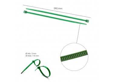 Brida Nylon 100%. Color Verde 4,6 x 390 mm. Bolsa 100 Unidades. AbraBridas Nylon 100% Verde 4,6x390 mm. (Bolsa 100 Unidades)