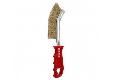 Cepillo Acero Latonado Mango Rojo 25 cm. cepillo Eliminación Oxido, Pintura, Pulido De Metales.