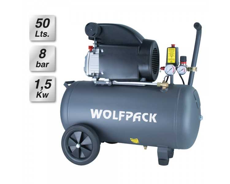 Compresor Aire Wolfpack 50 Litros / 8 Bares / 1,5 Kw - 2,0 HP