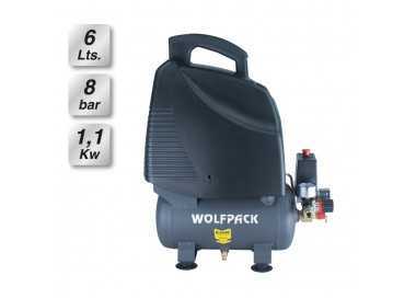 Compresor Aire Wolfpack 6 Litros / 8 Bares / 1,1 Kw - 1,5 HP  Sin Aceite