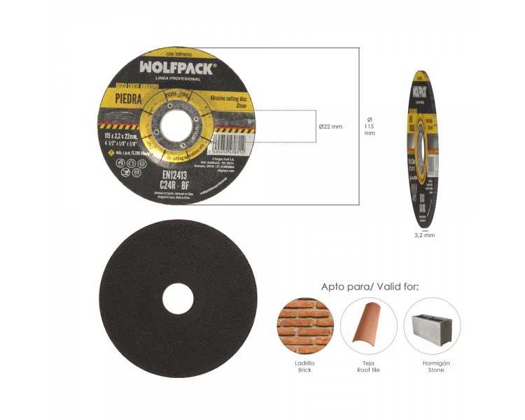 Disco Corte Abrasivo Piedra Ø 115 x Ø 22 mm. Espesor 3,2 mm. Disco Radial / Amoladora Universal Con Todas Las Amoladoras.