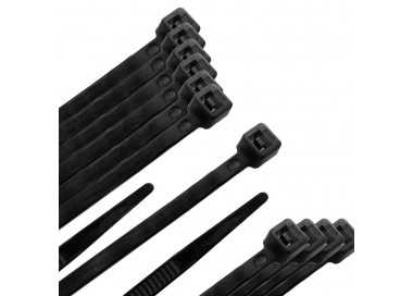 Brida Nylon 100%. Color Negro 2,5 x 135 mm. Bolsa 100 unidades. Abrazadera Plastico, Organizador Cables, Alta Resistencia