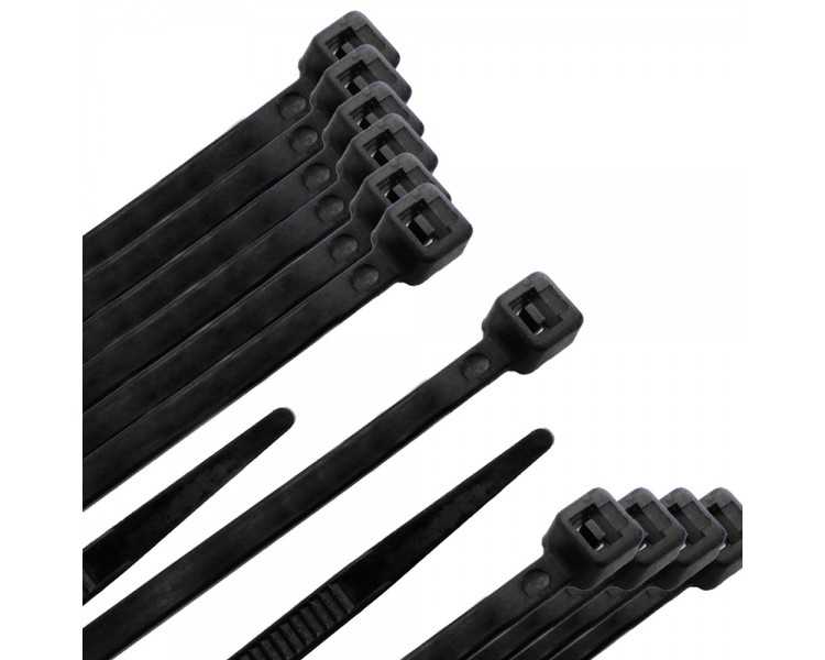 Brida Nylon 100%. Color Negro 3,5 x 140 mm. Bolsa 100 unidades. Abrazadera Plastico, Organizador Cables, Alta Resistencia