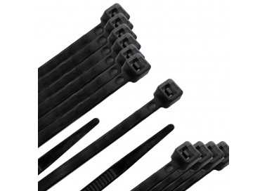 Brida Nylon 100%. Color Negro 3,5 x 140 mm. Bolsa 100 unidades. Abrazadera Plastico, Organizador Cables, Alta Resistencia