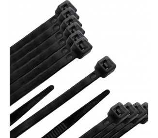 Brida Nylon 100%. Color Negro 4,5 x 200 mm. Bolsa 100 unidades. Abrazadera Plastico, Organizador Cables, Alta Resistencia