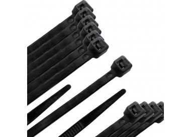Brida Nylon 100%. Color Negro 4,5 x 360 mm. Bolsa 100 unidades. Abrazadera Plastico, Organizador Cables, Alta Resistencia