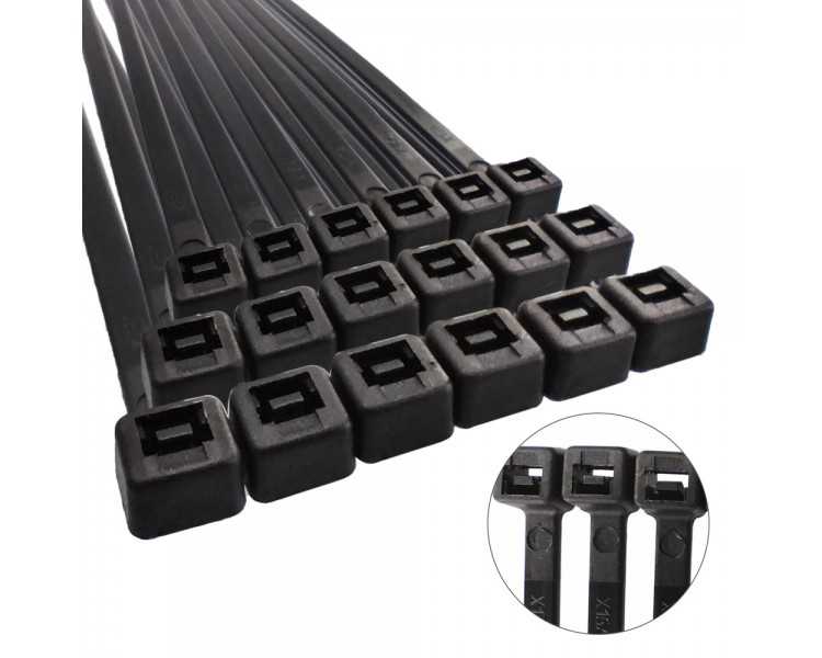 Brida Nylon 100%. Color Negro 4,5 x 360 mm. Bolsa 100 unidades. Abrazadera Plastico, Organizador Cables, Alta Resistencia