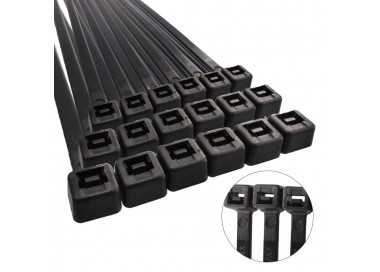Brida Nylon 100%. Color Negro 4,5 x 360 mm. Bolsa 100 unidades. Abrazadera Plastico, Organizador Cables, Alta Resistencia