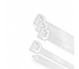Brida Nylon 100%. Color Blanco / Natural 3,5 x 200 mm. 100 Piezas. Abrazadera Plastico, Organizador Cables, Alta Resistencia