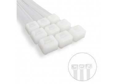 Brida Nylon 100%. Color Blanco / Natural 4,5 x 280 mm. 100 Piezas. Abrazadera Plastico, Organizador Cables, Alta Resistencia