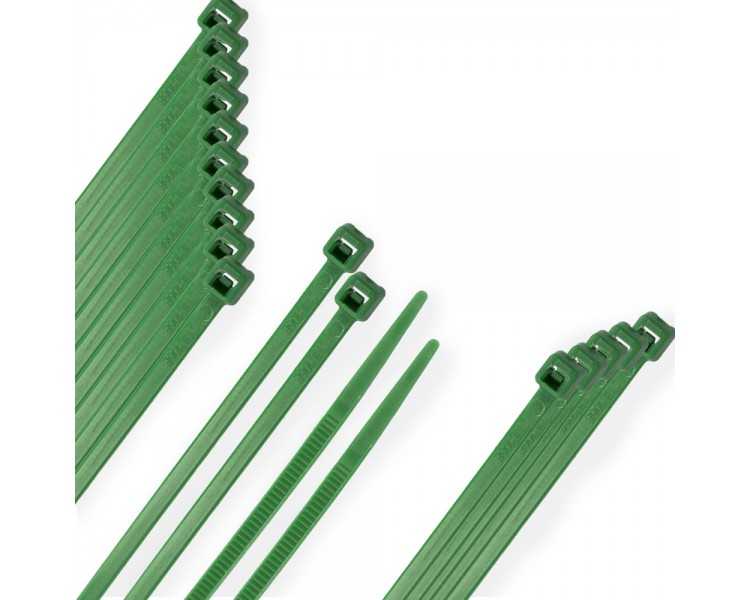 Brida Nylon 100%. Color Verde 3,6 x 200 mm. Bolsa 100 Unidades. Abrazadera Plastico, Organizador Cables, Alta Resistencia