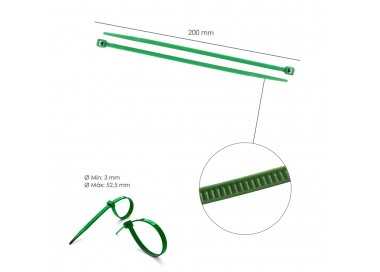 Brida Nylon 100%. Color Verde 3,6 x 200 mm. Bolsa 100 Unidades. Abrazadera Plastico, Organizador Cables, Alta Resistencia
