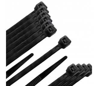Brida Nylon 100%. Color Negro 3,6 x 370 mm. Bolsa 100 unidades. Abrazadera Plastico, Organizador Cables, Alta Resistencia