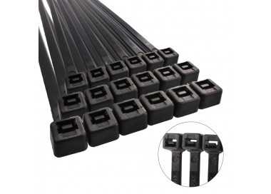 Brida Nylon 100%. Color Negro 3,6 x 370 mm. Bolsa 100 unidades. Abrazadera Plastico, Organizador Cables, Alta Resistencia