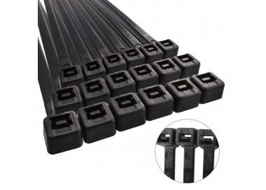 Brida Nylon 100%. Color Negro 7,5 x 360 mm. Bolsa 100 unidades. Abrazadera Plastico, Organizador Cables, Alta Resistencia