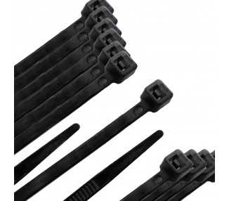 Brida Nylon 100%. Color Negro 7,5 x 450 mm. Bolsa 100 unidades. Abrazadera Plastico, Organizador Cables, Alta Resistencia