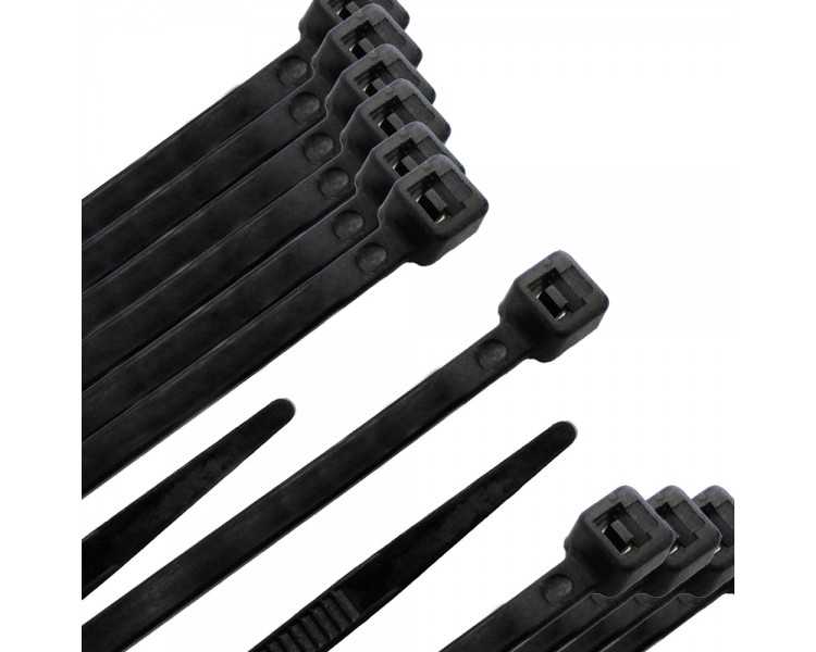 Brida Nylon 100%. Color Negro 9,0 x 780 mm. Bolsa 100 unidades. Abrazadera Plastico, Organizador Cables, Alta Resistencia