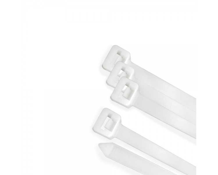 Brida Nylon 100%. Color Blanco / Natural 2,5 x 100 mm. 100 Piezas. Abrazadera Plastico, Organizador Cables, Alta Resistencia