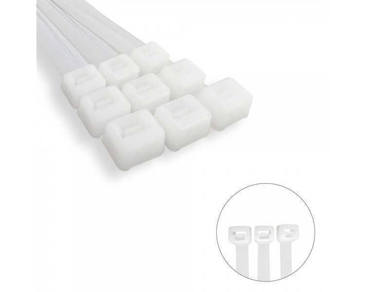 Brida Nylon 100%. Color Blanco / Natural 2,5 x 100 mm. 100 Piezas. Abrazadera Plastico, Organizador Cables, Alta Resistencia