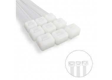 Brida Nylon 100%. Color Blanco / Natural 3,5 x 140 mm. 100 Piezas. Abrazadera Plastico, Organizador Cables, Alta Resistencia
