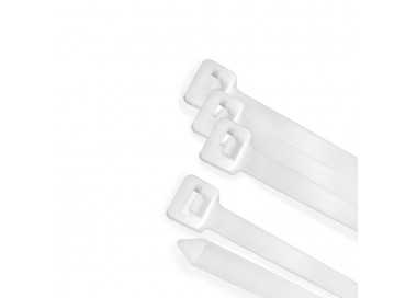 Brida Nylon 100%. Color Blanco / Natural 3,6 x 370 mm. 100 Piezas. Abrazadera Plastico, Organizador Cables, Alta Resistencia