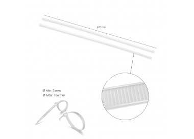 Brida Nylon 100%. Color Blanco / Natural 3,6 x 370 mm. 100 Piezas. Abrazadera Plastico, Organizador Cables, Alta Resistencia
